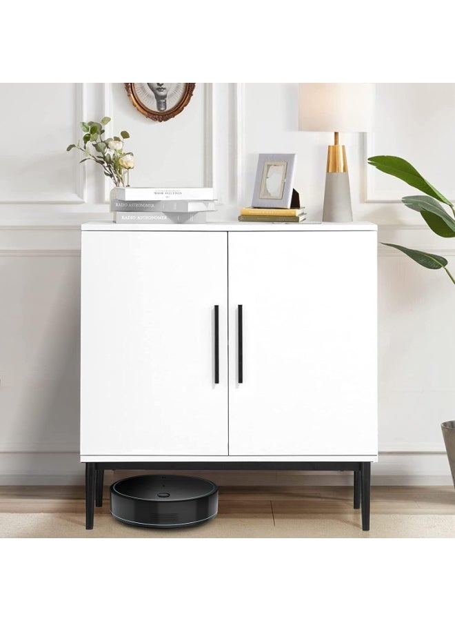 KFO Storage Cabinet with Doors, White Accent Cabinet, Modern Free Standing Cabinet, Sideboard with Metal Base for Bedroom, Living Room, Kitchen and Office - Image 1